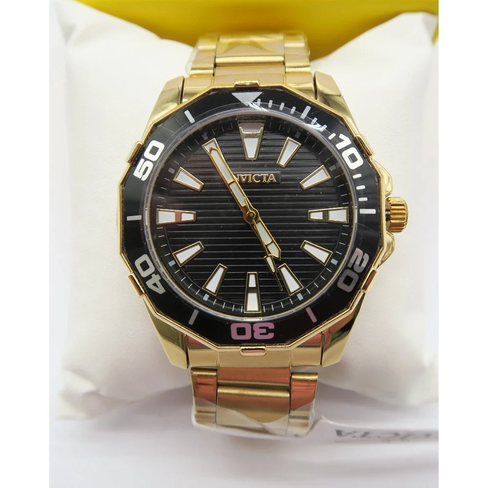 Invicta Diver Meridian Mens Watch 46mm Gold Tone Black Dial 69236  New